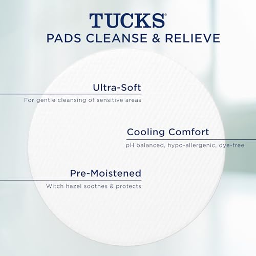 Medicated Cooling Pads, 100 Count – Pads with Witch Hazel, Cleanses Sensitive Areas, Protects from Irritation, Hemorrhoid Treatment, Medicated Pads Used By Hospitals