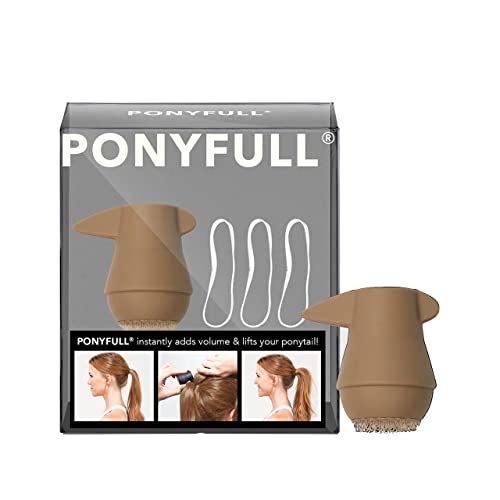 PonyFull Blonde Hair Volumizing Tool - 1 Pc Hair Volume Enhancer that Instantly Lifts Your Ponytail - Ideal for Thin Hair and Cheer Ponytail Bump | Includes 3 No Snag Elastic Hair Ties
