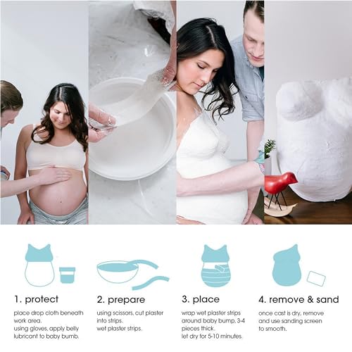 Belly Casting Kit, Pregnancy Keepsake Making Kit, Easy DIY Plaster Cast Baby Bump Keepsake, Baby Gift For Expecting Moms and Ideal Nursery Decor, White