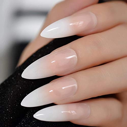YIMART 500pcs/pack Stiletto False Nails Clear Long Almond False Nail Tips Oval Stiletto Sharp Full Nail tips Acrylic UV Gel Full Cover Nail Art Tips For Decoration Nails Salon (Clear Long Almond)