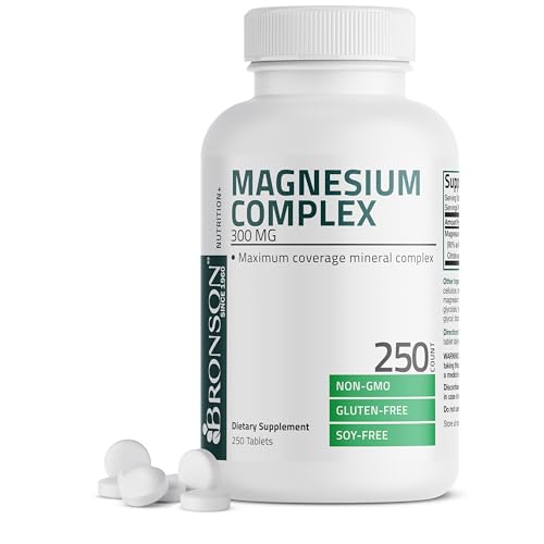 Triple Magnesium Complex Maximum Coverage 300 Mg Magnesium Oxide Magnesium Citrate Magnesium Carbonate, Non-GMO Formula, 250 Tablets