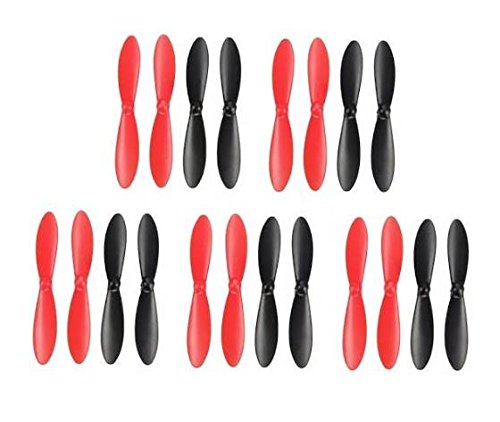 Propeller Blades Protection Guard Cover and Props 5X Sets Compatible X4 H107C H107D Quadcopter - Black/Red