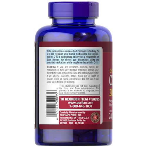 Puritan's Pride CoQ10 200mg, Supports Heart Health, 240 Rapid Release Softgels