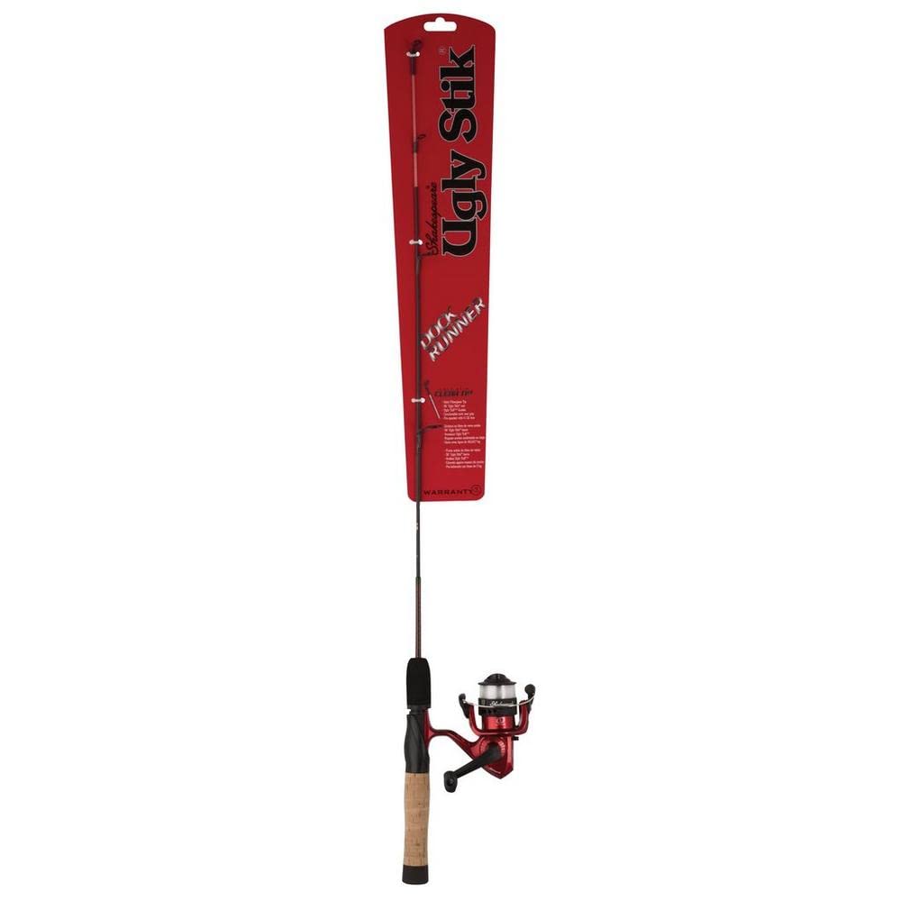 3’ Dock Runner Spinning Fishing Rod and Reel Spinning Combo, Ugly Tech Construction with Clear Tip Design, 3’ 1-Piece Medium Fast Action Rod