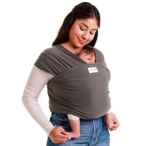 Stretchy Ergonomic Baby Carrier Sling for Newborns to Toddlers - Hands-Free Lightweight Baby Wrap 7-35 lbs (Dark Grey)