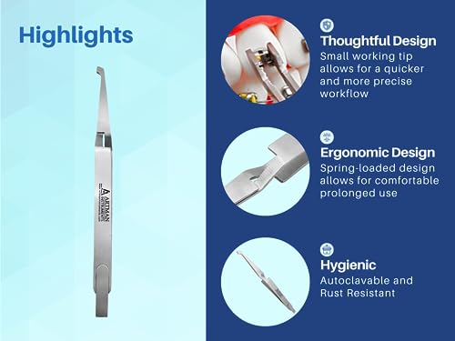 Orthodontic Bracket Placer Bracket Self Holder Tweezers | Bracket Placer Bracket Holder | Pliers Stainless Steel by Orthodontic Instruments ARTMAN Brand (4)