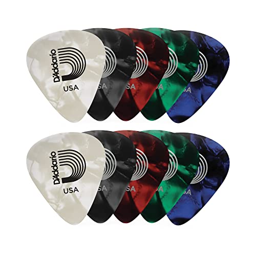 Celluloid Guitar Picks - Guitar Accessories - Guitar Picks for Acoustic Guitar, Electric Guitar, Bass Guitar - Natural Feel, Warm Tone - Assorted, Medium 0.70mm, 10-pack