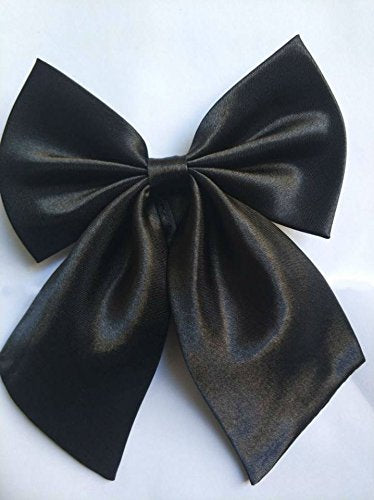 Adjustable Pre-tied Bow Tie Solid Color Bowties for Women ties,Black