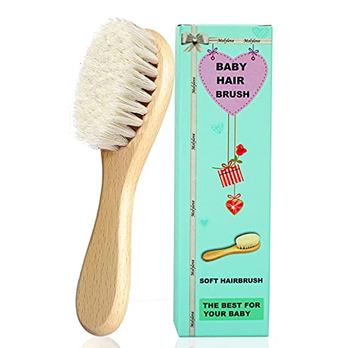 Baby Hair Brush, Wooden Goat Bristles Hair Brush for Newborns & Toddlers, Ideal for Cradle Cap, Perfect Baby Registry Gift, Hypoallergenic, 1 Count
