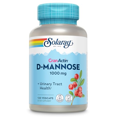 D-Mannose 1000mg with CranActin Cranberry Extract - D Mannose Cranberry Supplement with Vitamin C - Supports Urinary Tract and Bladder Health - Vegan, 60 Day Guarantee, 60 Serv, 120 VegCaps