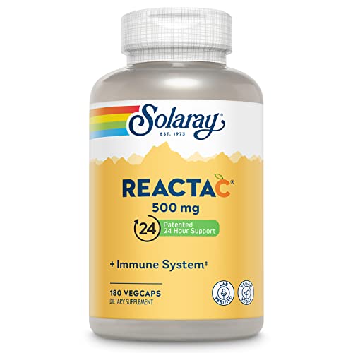 Reacta-C with Vitamin C 500mg - 200mg Bioflavonoid Concentrate, Immune Defense Vitamins - Patented 24 Hour Immune Support Supplement - Vegan - 180 Capsules, 180 Servings
