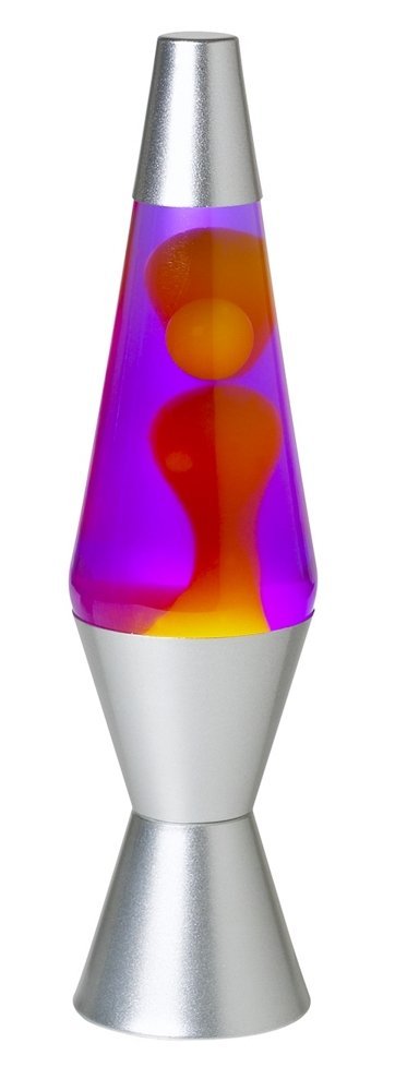 Lite 21250400US2125 The Original Silver Base Lamp with Yellow Wax in Purple Liquid, 14.5, Yellow/Purple