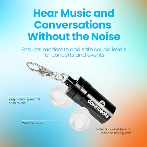 High Fidelity Ear Plugs for Hearing Protection - Discreet, Clear Ear Plugs for Concerts, Festivals & Noisy Events - Up to 18dB Background Noise Reduction Rave Earplugs - Comes with Aluminum Case
