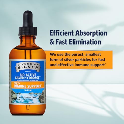 Immune Support - Colloidal Silver Mineral Supplement – Liquid Bio-Active Silver Hydrosol - 10ppm - 4oz (118mL) Dropper