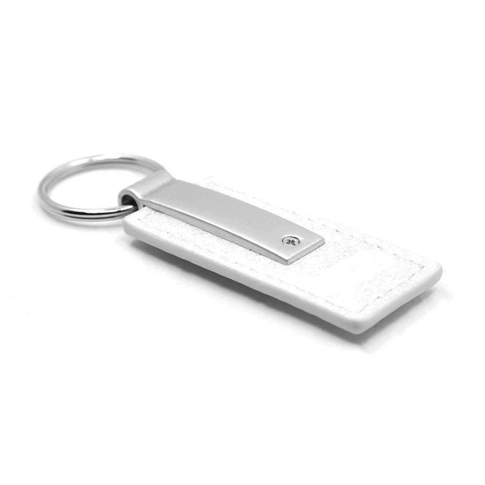 Carbon Fiber Rectangular Leather Key Chain for Honda (White)