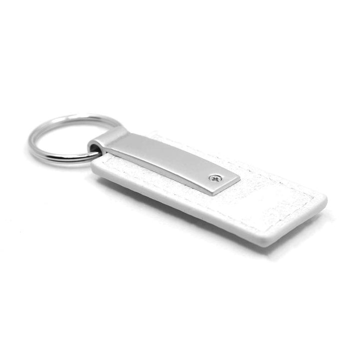 Carbon Fiber Rectangular Leather Key Chain for Honda (White)
