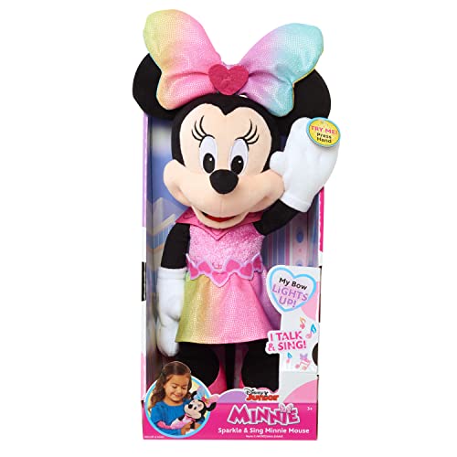 Disney Junior Minnie Mouse Sparkle and Sing 13-inch Feature Plush with Lights and Sounds, Officially Licensed Kids Toys for Ages 3 Up by Just Play