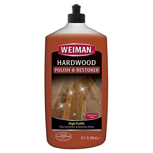 Wood Floor Polish and Restorer - 32 Ounce - High-Traffic Hardwood Floor, Natural Shine, Removes Scratches, Leaves Protective Layer, Packaging May Vary