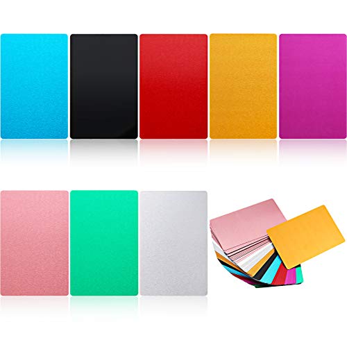 120 Pieces 120 Pieces Metal Business Card Blanks Aluminum Laser Engraving Blanks 3.4 x 2.1 Inch Multicolor Metal Name Card Printable Metal Business Card for CNC Engraver DIY Christmas Gift
