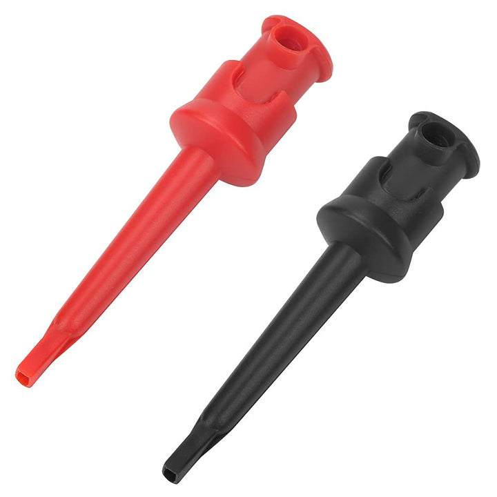 Pack of 10 Multimeter Test Hook Silicone Grabbers Testing Probes Insulation Clip for SMT SMD IC D20 Multimeter Teset Cable 4mm 0.2inch Port Hook Leads (Black & red)