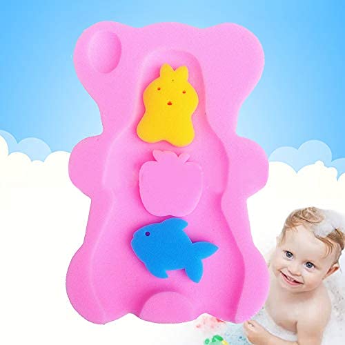 Baby Infant Bath Sponge Baby Bath Mat Newborn Cushion, Pink