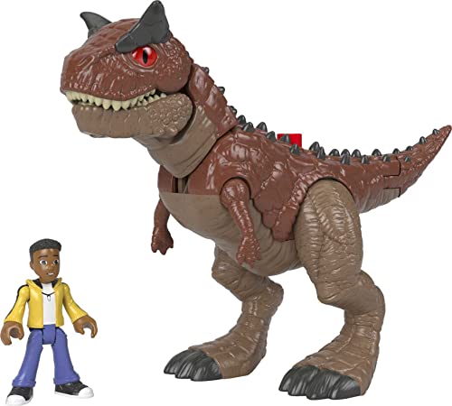 Imaginext Jurassic World Dinosaur Toy Camp Cretaceous Carnotaurus Toro & Darius Figure Set for Pretend Play Kids Ages 3+ Years