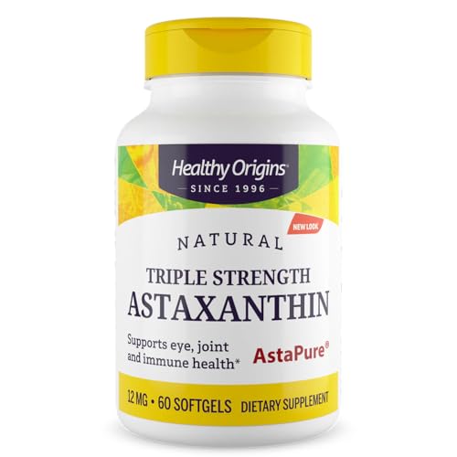Astaxanthin 12 mg (Natural, Astapure, Triple Strength, Non-GMO, Gluten Free, Eye Support, Joint Support, Immune Support), 60 Softgels
