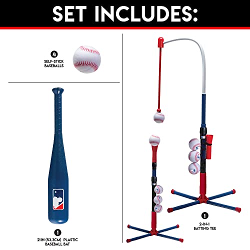 Kids Batting Tee - MLB 2-in-1 Grow-with-Me - Adjustable Youth Hitting Tee - Perfect for Teeball and Baseball, Multi