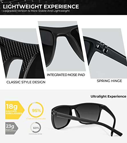 Polarized Sunglasses Men, Lightweight Mens Sunglasses Polarized UV Protection Driving Fishing Golf (Black/Ice Blue/Red)