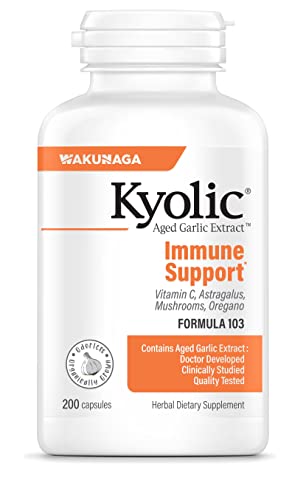 Aged Garlic Extract Formula 103 Immune Support, 200 Capsules (Packaging May Vary)