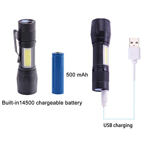 2 Pack 365 nm UV Black Light Mini Flashlights Small Rechargeable Ultraviolet Blacklight Detector for Pet Urine Stains and Bed Bug