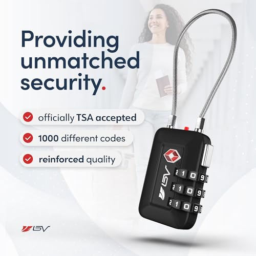 TSA Accepted Luggage Travel Lock, Set-Your-Own Combination Lock for School Gym Locker, Luggage Suitcase Baggage Locks, Filing Cabinets, Toolbox, Case (Black, 2 Pack)