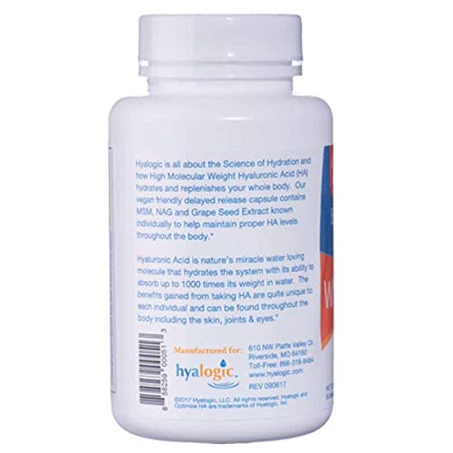 Hyaluronic Acid 120 mg Delayed Release Capsules | Combo Formula w/Glucosamine MSM | Support Healthy Eyes and Skin and Overall Body | Promote Healthy Skin | Non-GMO (30 Count)