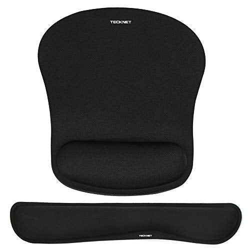 Keyboard Wrist Rest and Mouse Pad with Wrist Support, Memory Foam Set for Computer/Laptop/Mac, Lightweight for Easy Typing & Pain Relief Ergonomic Mousepad (Black)