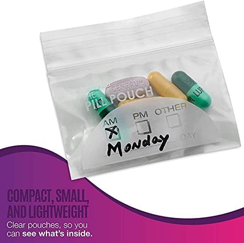 Pill Pouch Bags - (Pack of 600) 3 x 2.75 - BPA Free, Poly Bag Disposable Zipper Pills Baggies, Daily AM PM Travel Medicine Organizer Storage Pouches, Best Clear Reusable with Write-on Labels