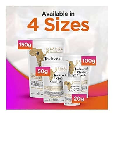 Sahel Cosmetics Chebe Powder - Contains All-Natural Ingredients Promotes Strong and Healthy Hair Growth Helps Prevent Breakage Especially Formulated for Dry Hair Available in 4 Sizes