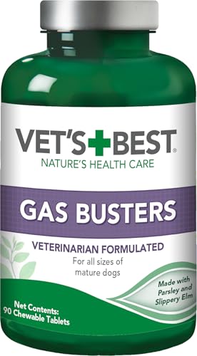 Gas Busters Dog Supplements for Gas Relief and Digestion Aid, 90 Chewable Tablets, USA Made