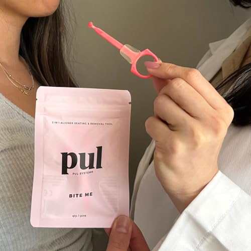 PUL Chew Tool & Clear Aligner Removal 2 in 1 Combo Tool - Compatible with Invisalign Removable Braces & Trays, Aligners, Retainers, Dentures - Hygienic Oral Care - Compact & Durable - 1 Pack, Orange