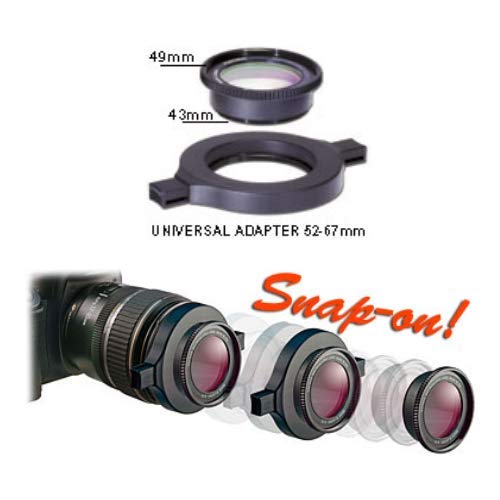 DCR-250 2.5x Super Macro Lens Universal Snap-on Mount for 52mm to 67mm + Lens Optic Pen Cleaner + 1 VCC113 Micro-Fiber Cloth, Black