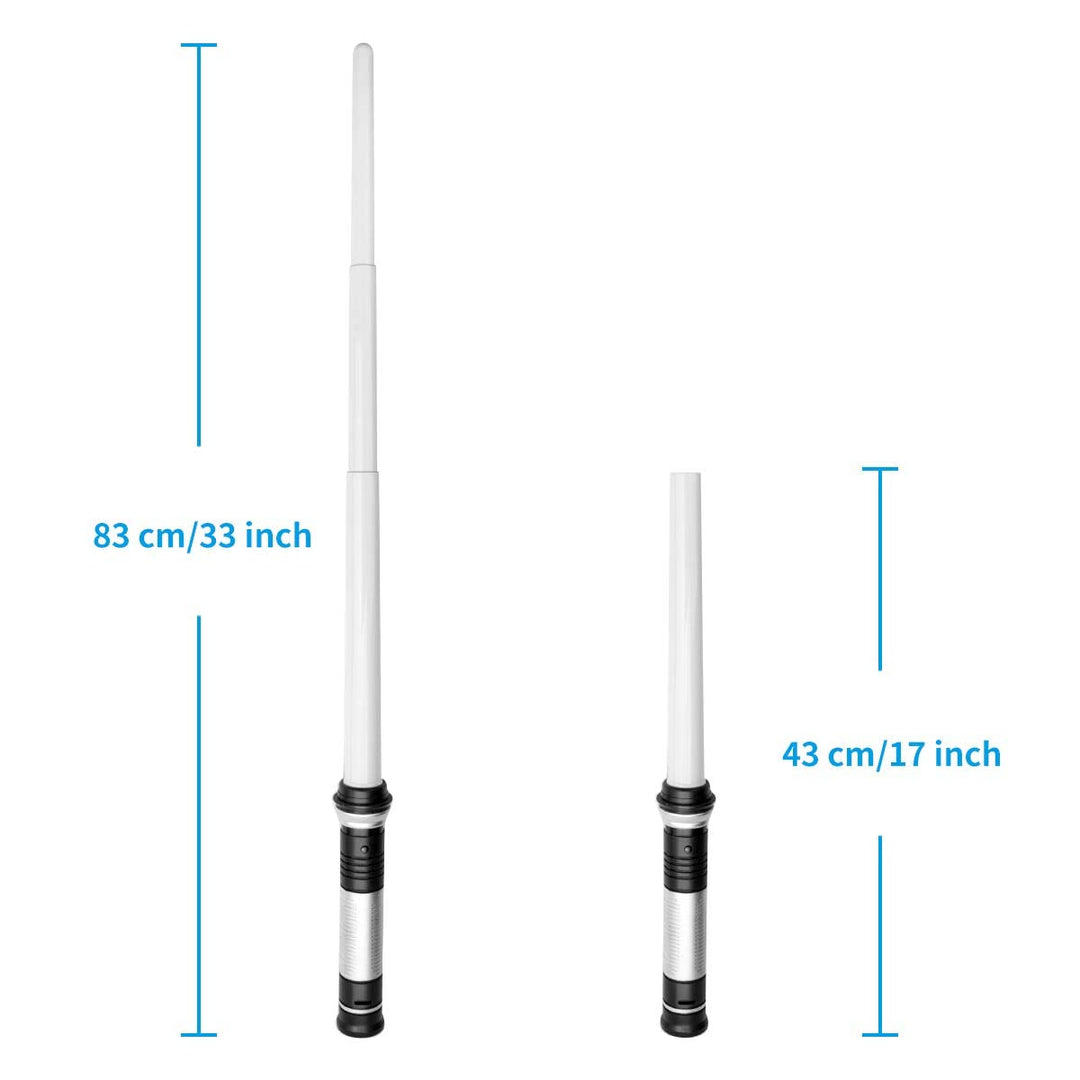 Light Up Saber, Telescopic Extendable & Collapsable Light Sabers for Kids, 2-in-1 LED 7 Colors FX Dual Saber with Sound (Motion Sensitive) for Kids Costumes, Idea Xmas Presents (2 Pack)