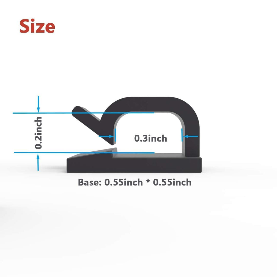 Cable Clips 40pcs with Strong Adhesive Tapes,Wire Holder Organizer Cord Management for Car, Office and Home (Black- CC05(40PCS))
