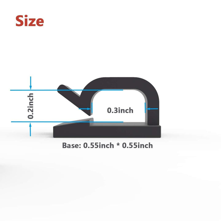 Cable Clips 40pcs with Strong Adhesive Tapes,Wire Holder Organizer Cord Management for Car, Office and Home (Black- CC05(40PCS))