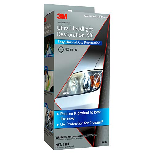 Ultra Headlight Restoration Kit, Contains Masking Tape, Light Sanding Discs, Wax Protectant and More, Use on Plastic Lenses Headlights, Taillights and More, Easy Heavy-Duty Restoration (39195)
