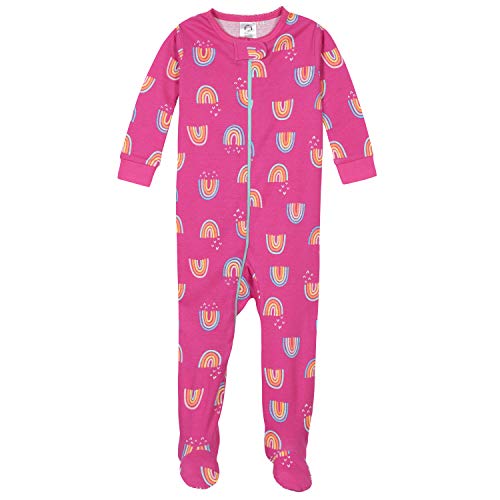 Baby Girls' 4-Pack Footed Pajamas, Dreams Rainbows Pink, 0-3 Months