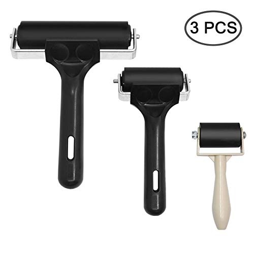 3Pcs Rubber Roller Brayer Rollers Glue Roller for Ink Paint Block Stamping, Printmaking Wallpaper and Arts & Crafts (1.37, 2.36 and 3.93 Inch)
