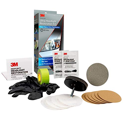 Ultra Headlight Restoration Kit, Contains Masking Tape, Light Sanding Discs, Wax Protectant and More, Use on Plastic Lenses Headlights, Taillights and More, Easy Heavy-Duty Restoration (39195)