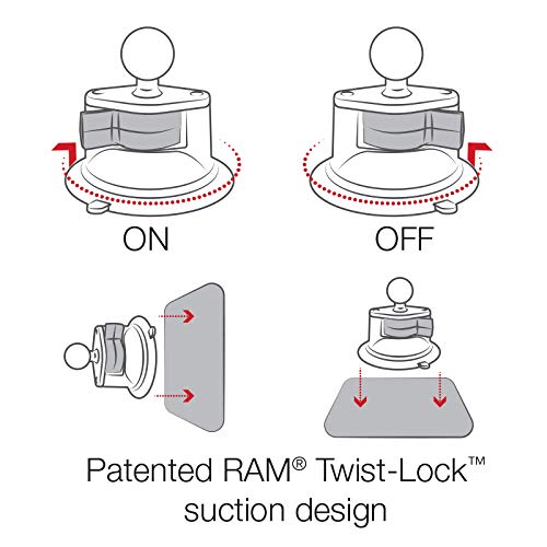 RAM Mounts Twist-Lock Suction Cup Base RAP-224-1U Compatible with RAM B Size 1 Ball Components