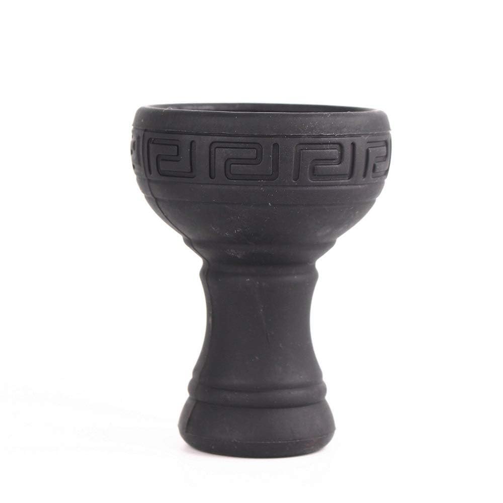 Silicon Hookah Bowl with Stainless Steel Unbreakable No Odor for Shisha Accessories Charcoal Hose Moth Tips Flower Shape (Black)