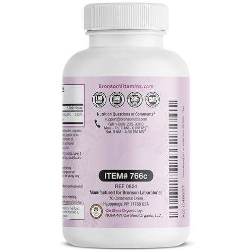 Organic Folic Acid (Vitamin B9 Folate) 800 mcg Natural Folate from Lemon Peel 360 Tablets