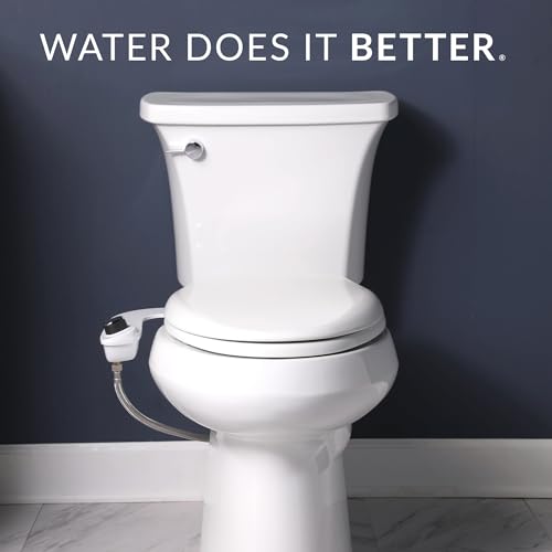 SlimEdge Bidet Attachment for Toilet, Non Electric, Self Cleaning Dual Nozzles for Front and Rear Cold Water Wash, Adjustable Water Pressure, Ultra Thin Design, White